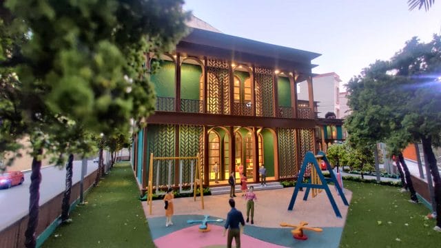 Vibrant playground at 68 Mangalam Rambhag Club with colorful swings and slides.