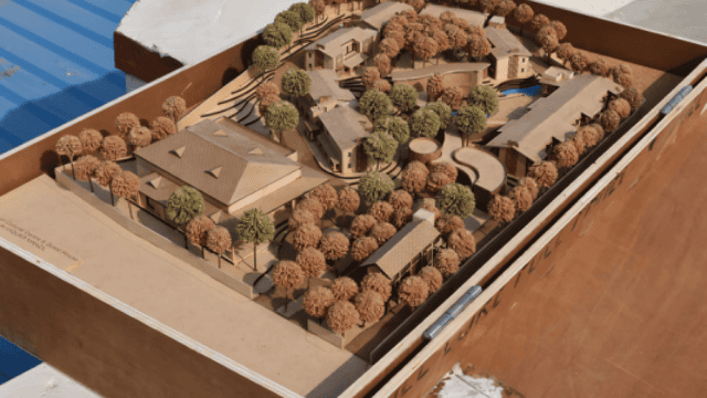 Architectural model of Highcourt Cultural Centre & Guest House by MA Architects with landscaped surr.